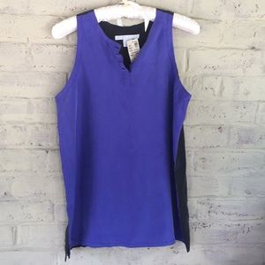 The Limited silk sleeveless tunic M blue black